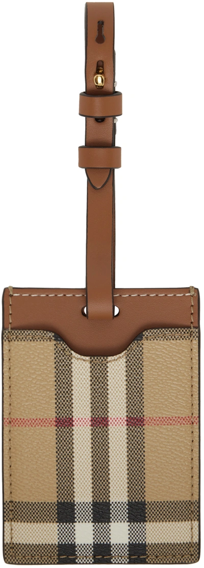 Burberry Beige Check Luggage Tag In Archive Beige