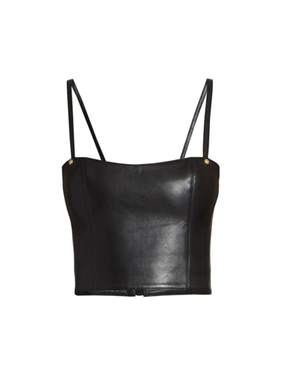 Balmain Leather Top With Thin Shoulder Straps In Black