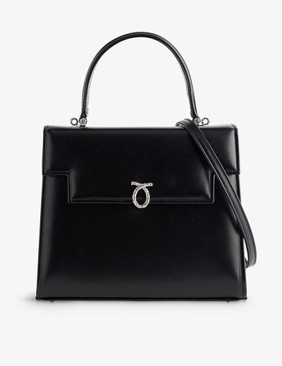 Launer Black Traviata Leather Top-handle Bag