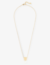 Givenchy Womens Golden Yellow Logo-engraved Pearl-embellished Brass Pendant Necklace