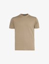 Tom Ford Mens Pale Army Brand-embroidered Crewneck Woven T-shirt