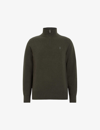 Allsaints Mens Dark Ivy Green Kilburn Zip-up Funnel-neck Wool-blend Jumper