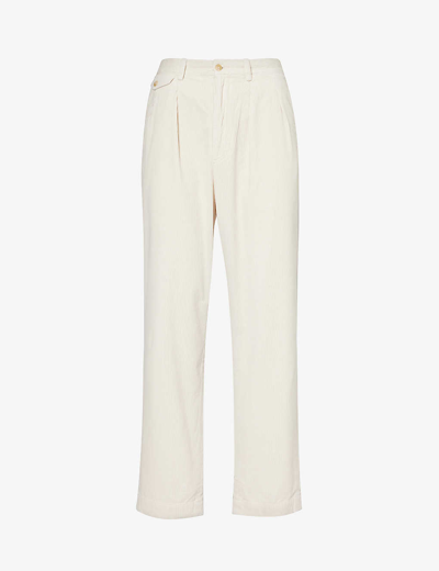 Polo Ralph Lauren Mens Antique Cream Brand-patch Tapered-leg High-rise Cotton Trousers