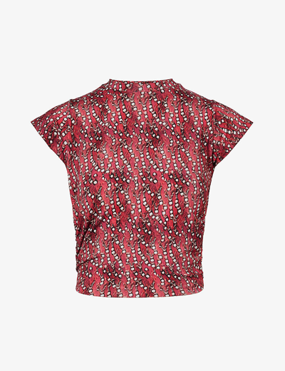 Isabel Marant Étoile Isabel Marant Etoile Womens Cranberry Juviana Abstract-pattern Stretch-woven Top In Purple