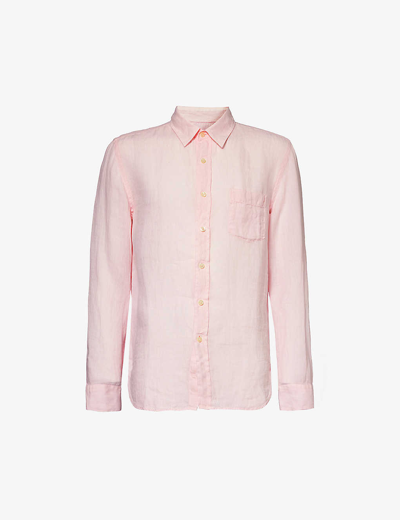 120% Lino Spread-collar Regular-fit Linen In Rose