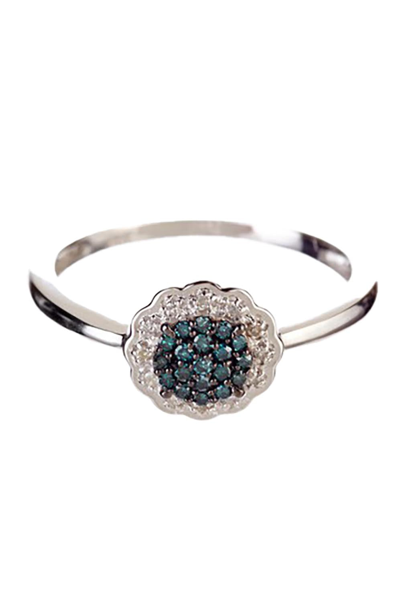 Savvy Cie Jewels 14k W Teal Diamond Ring In Blue