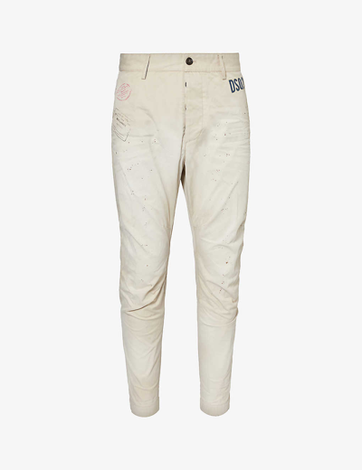 Dsquared2 Mens Mastic Beige Sexy Mid-rise Tapered-leg Cotton-twill Trousers