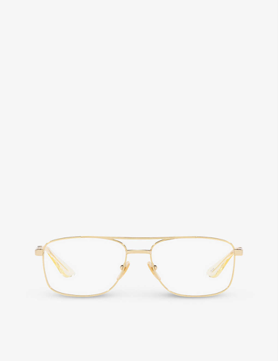 Gucci Womens Gold Gg0986o Pilot-frame Gold-tone Metal Glasses