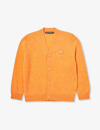 Acne Studios Boys Mandarin Orange Melange Kids Logo-patch Wool Cardigan