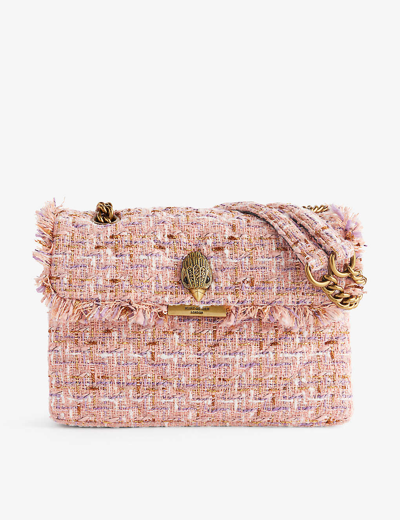 Kurt Geiger London Womens Pale Pink Kensington Tweed Cross-body Bag