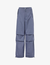 Dion Lee Womens Asphalt Parachute Wide-leg Mid-rise Cotton-blend Trousers In Asphalt