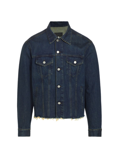 Mm6 Maison Margiela Frayed-hem Denim Jacket In Blue/961