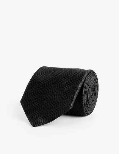 Tom Ford Mens Black Wide-blade Keeper-loop Silk Tie