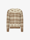 Polo Ralph Lauren Checked Wool And Linen-blend Sweater In Neutrals