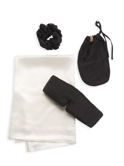 Lunya Sleep The Details Kit Silk Scrunchie & Mask Set In Black White