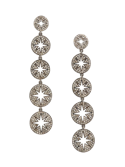 Nina Gilin Women's Sterling Silver & 6.06 Tcw Champagne Diamond Cut-out Drop Earrings