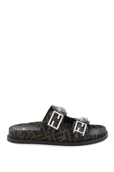 Fendi Feel Slides In Brown