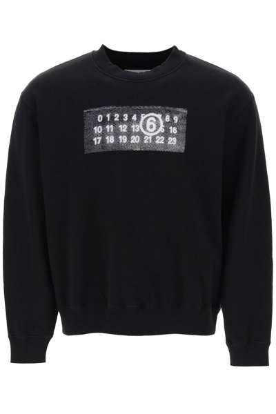 Mm6 Maison Margiela Sweatshirt With Numeric Logo Print In Black