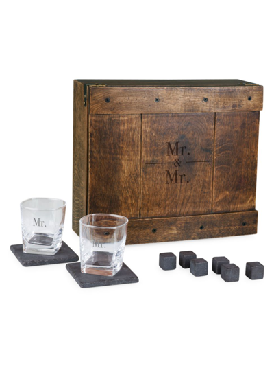Picnic Time Mr. & Mr. 11-piece Whiskey Box Gift Set In Oakwood