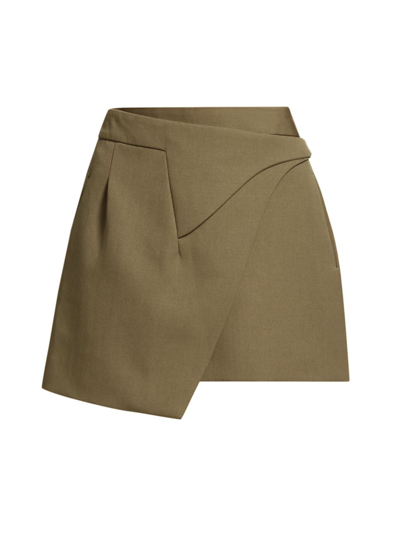 Wardrobe.nyc Women's Wool Wrap Miniskirt In Military