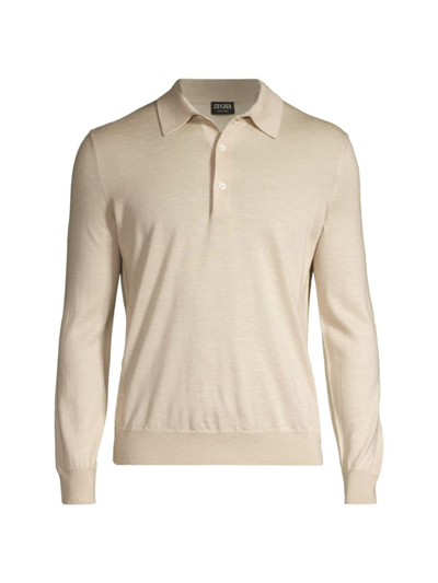 Ermenegildo Zegna Men's Crossover Long-sleeve Polo In Iuta