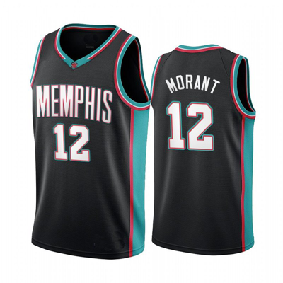Sheshow Men's Memphis Grizzlies Ja Morant #12 Basketball Jersey Black