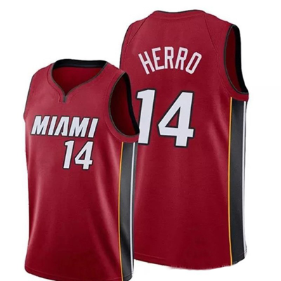 Sheshow Men's Miami Heat Tyler Herro 14# Basketball Jersey In Red