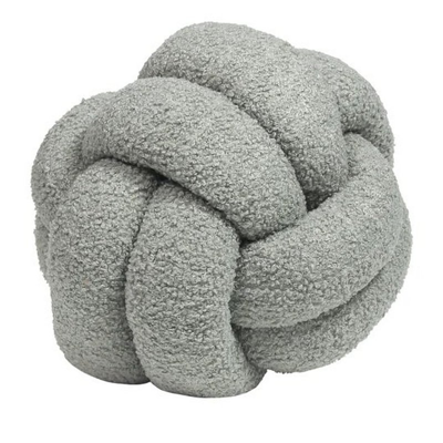 Furn Boucle Fleece Knotted Throw Pillow- Silver In Grey