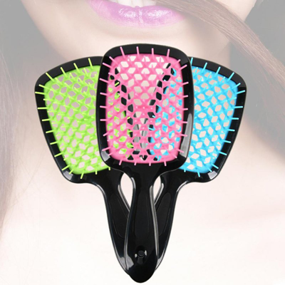 Sheshow Fluffy Shape Comb Mesh Comb Wide Teeth Air Cushion Comb Massage Anti-static Hairbrush Salon Hair Car In Blue