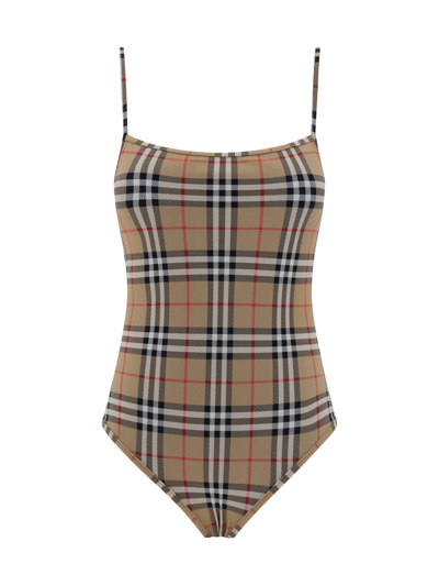 Burberry Women's Archive Check One-piece Swimsuit In Beige