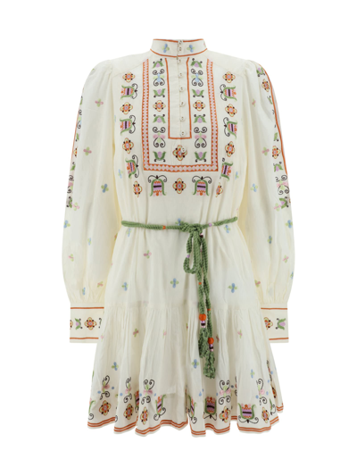 Alemais Lovella Floral-embroidered Minidress In Ivory