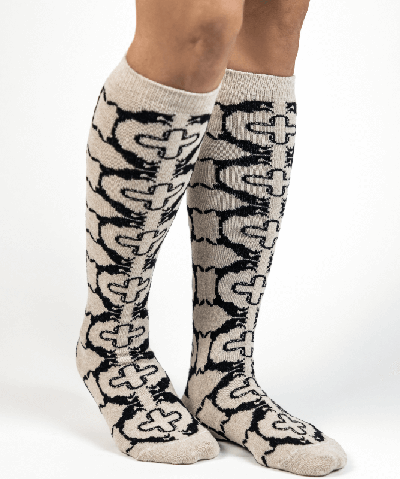 Forza Cavallo Ivory Horse And Shoe Women's Socks In White