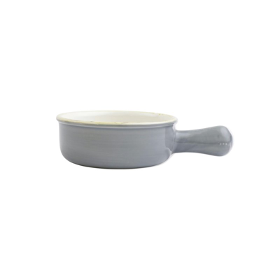 Vietri Italian Bakers Small Round Baker With Large Handle In Gray
