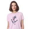 MINNIE ROSE COTTON CASHMERE SHORT SLEEVE PRINTED FRAYED EDGE TEE