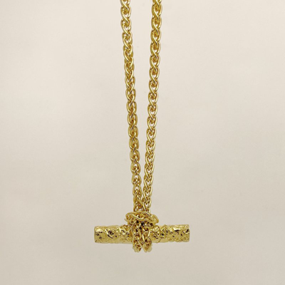 Ruddock Knotted T Bar Necklace In Gold