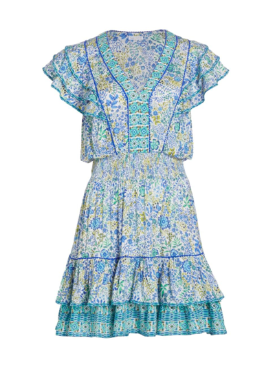 Poupette St Barth Camila Mini Dress In Blue Queen Liberty