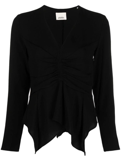 Isabel Marant Ulietta Gathered Crepe Blouse In Black