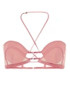 Nensi Dojaka Adjustable Straps Sheer Chiffon Bra In Pink