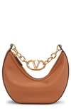 Valentino Garavani Small Vlogo Moon Hobo Bag In Almond_beige