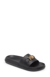 Versace Medusa Leather Slides In Black Gold