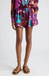 Zimmermann Tie-dyed Silk Chiffon Shorts In Tie Dye Multi