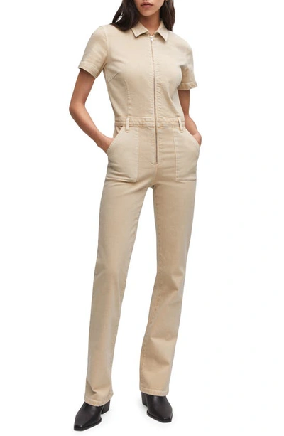 Mango Women's Zipper Denim Jumpsuit In Sand