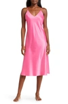 Natori Glamour Satin Nightgown In Pink Grapefruit