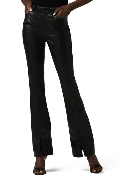 Hudson Barbara High Waist Slit Hem Bootcut Faux Leather Pants In Black