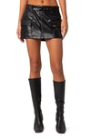 Edikted Belted Cargo Faux Leather Minidress In Black