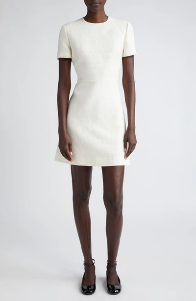 Valentino Womens Avorio Monogram-pattern Wool And Silk-blend Mini Dress