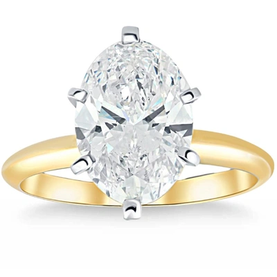 Pompeii3 3.13ct Oval Certified Diamond 14k Gold Solitaire Engagement Ring Lab Grown In Silver