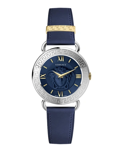 Versace Medusa Leather Watch In Multi