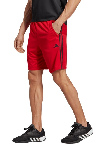 Adidas Originals Adidas Men's Train Essentials Classic-fit Aeroready 3-stripes 10" Training Shorts In Better Scarlet/ Black