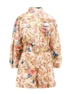 Zimmermann + Net Sustain August Belted Floral-print Linen Playsuit